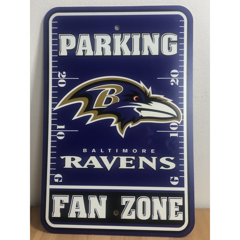 NFL Baltimore Ravens Home Office Bar Decor Parking Sign FAN ZONE 12"x18" Purple